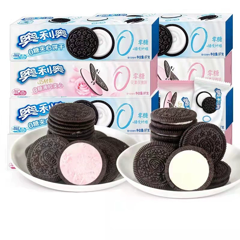 Oreo Zero Sugar Сэндвич Печенье Цветочная Роза со вкусом Легкие хрустящие хлопья Закуски Еда Офисные закуски