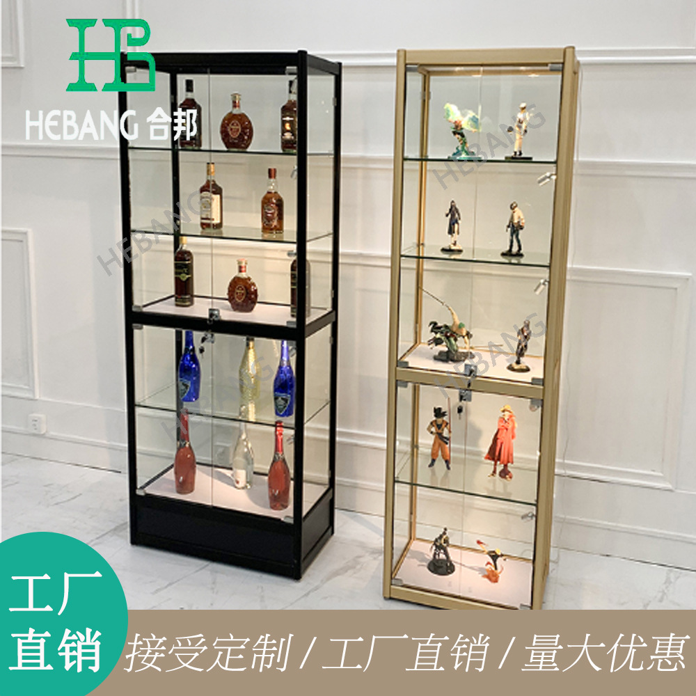 商用透明手办展示柜 工艺品乐高展柜可折叠玻璃高柜样品陈列柜