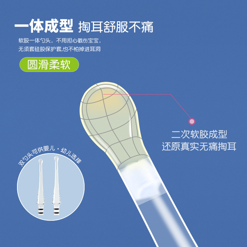 Manufacturer's rechargeable luminous ear scoop with light visible ear picking scoop booger clip ear picking tweezers ear picking set