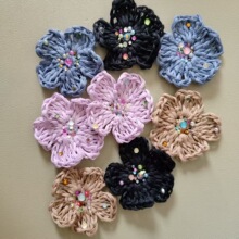 批发手工钩织花瓣棉草线点钻樱花瓣编织花朵 diy饰品服装配件辅料