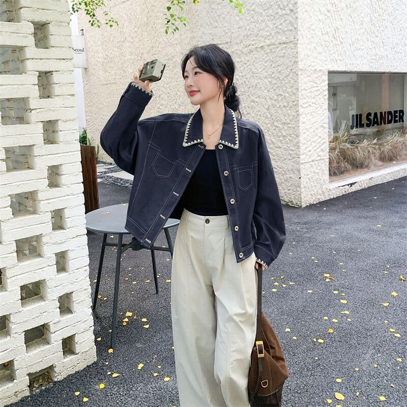 韩版休闲摩卡棕短外套女春秋2025新款小个子夹克上衣巨好看感|undefined
