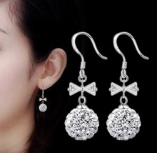 香巴拉耳环 女款耳坠 长款流苏夸张满钻球耳饰品批发