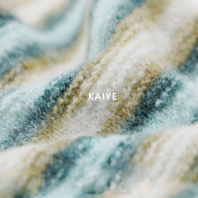 渐变羊毛拉毛彩虹色纺海市蜃楼花式手混毛线织女钩针特种纱线小团