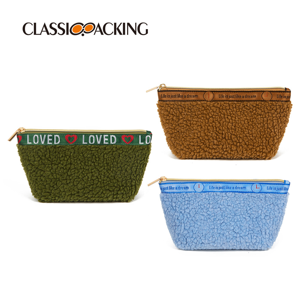 Bolsa de cosméticos de diseño original material de felpa suministros de belleza bolsa de almacenamiento logotipo imprimible bolsa de almacenamiento portátil de viaje