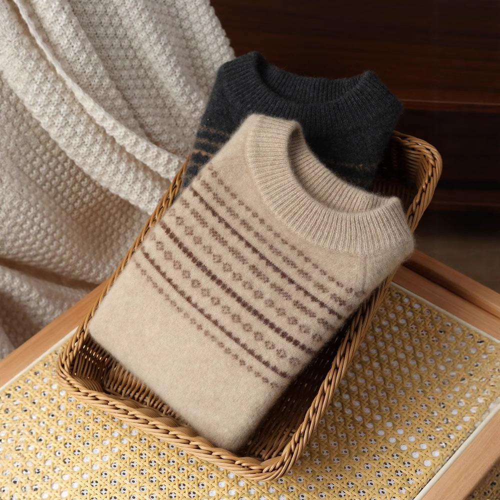 New style wool sweater pullover base layer round neck cashmere pure knit children's sweater casual autumn and winter children's sweater