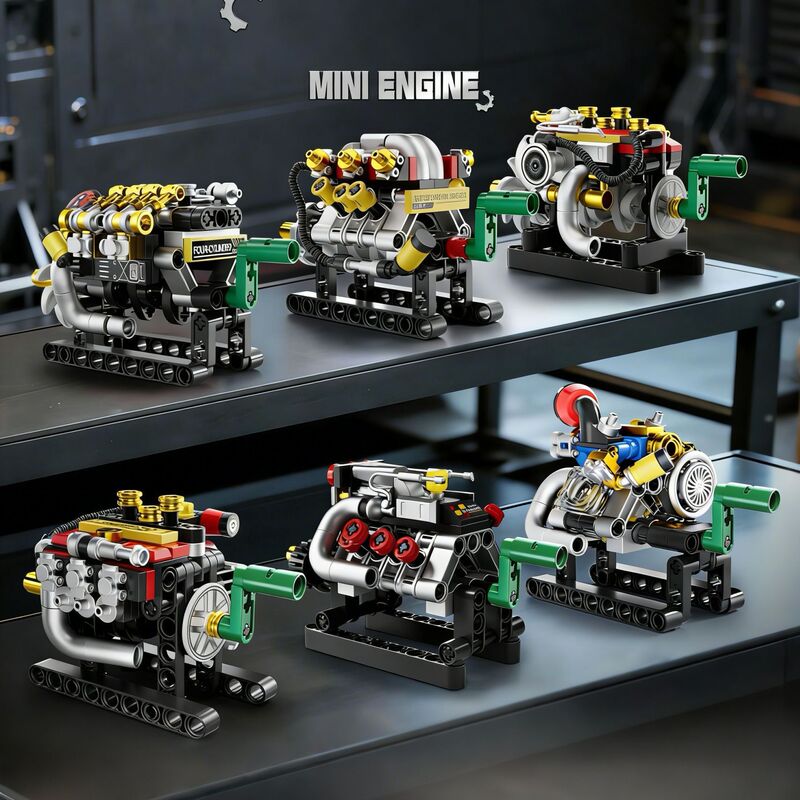 Mechanical V8 Engine Educational Assembly Model Compatible with Lego Bricks, Creative DIY Engine Simulation Gift for Boys Mechanical V8 Engine Educational Assembly Model Compatible with Lego Bricks, Creative DIY Engine Simulation Gift for Boys