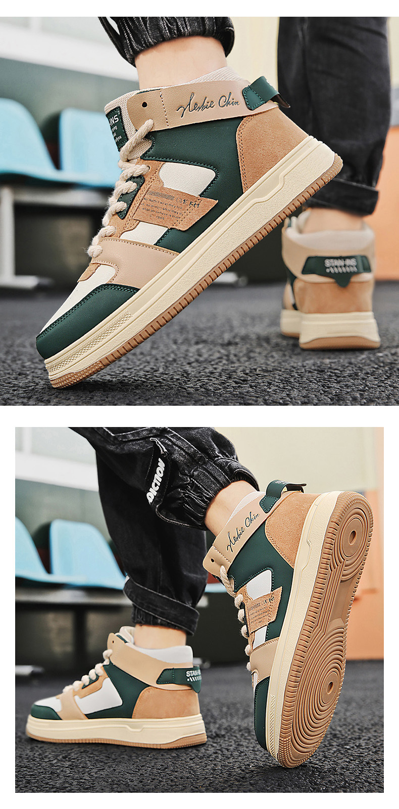 Chaussures de Tennis pour hommes, chaussures de course en cuir, baskets en tissu, semelle en caoutchouc, chaussures confortables rembourrées_voghion.com