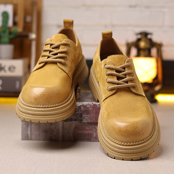 Low-top Martin Boots Men's Thick-soled British Style Tooling Shoes Men's Casual Retro Dressed Martin Boots Big Toe Derby Shoes