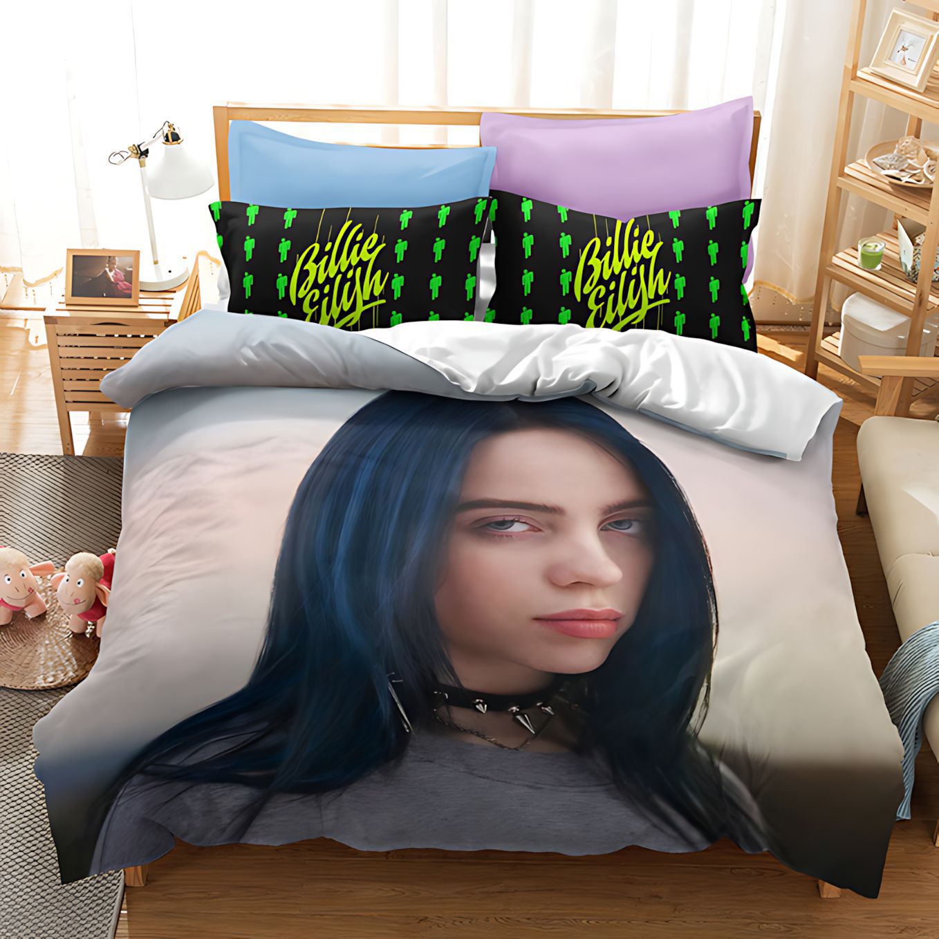 TEMU / JIT cross-border chica temática patrón de impresión digital edredón suave conjunto de ropa de cama estilo nórdico