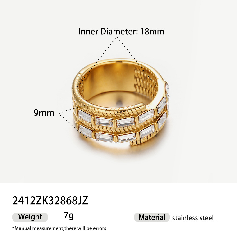 Anillo de acero inoxidable de estilo americano de TINA diseño de nicho de mujer mosaico de anillo de acero de titanio universal joyas de mano