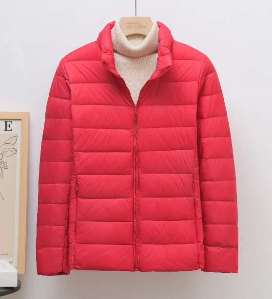 Big red women's stand collar