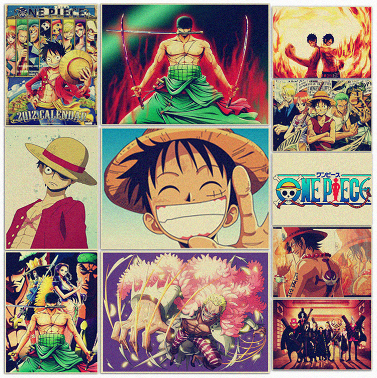 Animation poster sea zei king wanted Luffy straw hat group seven samurai sea reward order kraft paper decorative wall painting