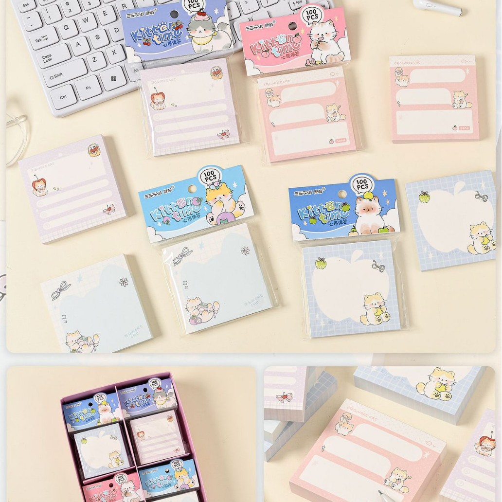 Inswind dibujos animados papel de notas no adhesivo cuaderno de notas de página de color para estudiantes de papel de notas de alto valor facial