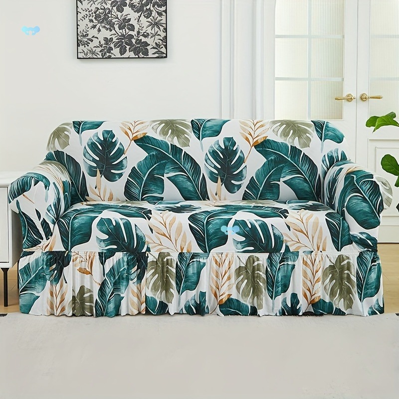 1pc Printed Skirt Sofa Slipcovers Elastic Living Room Sofa