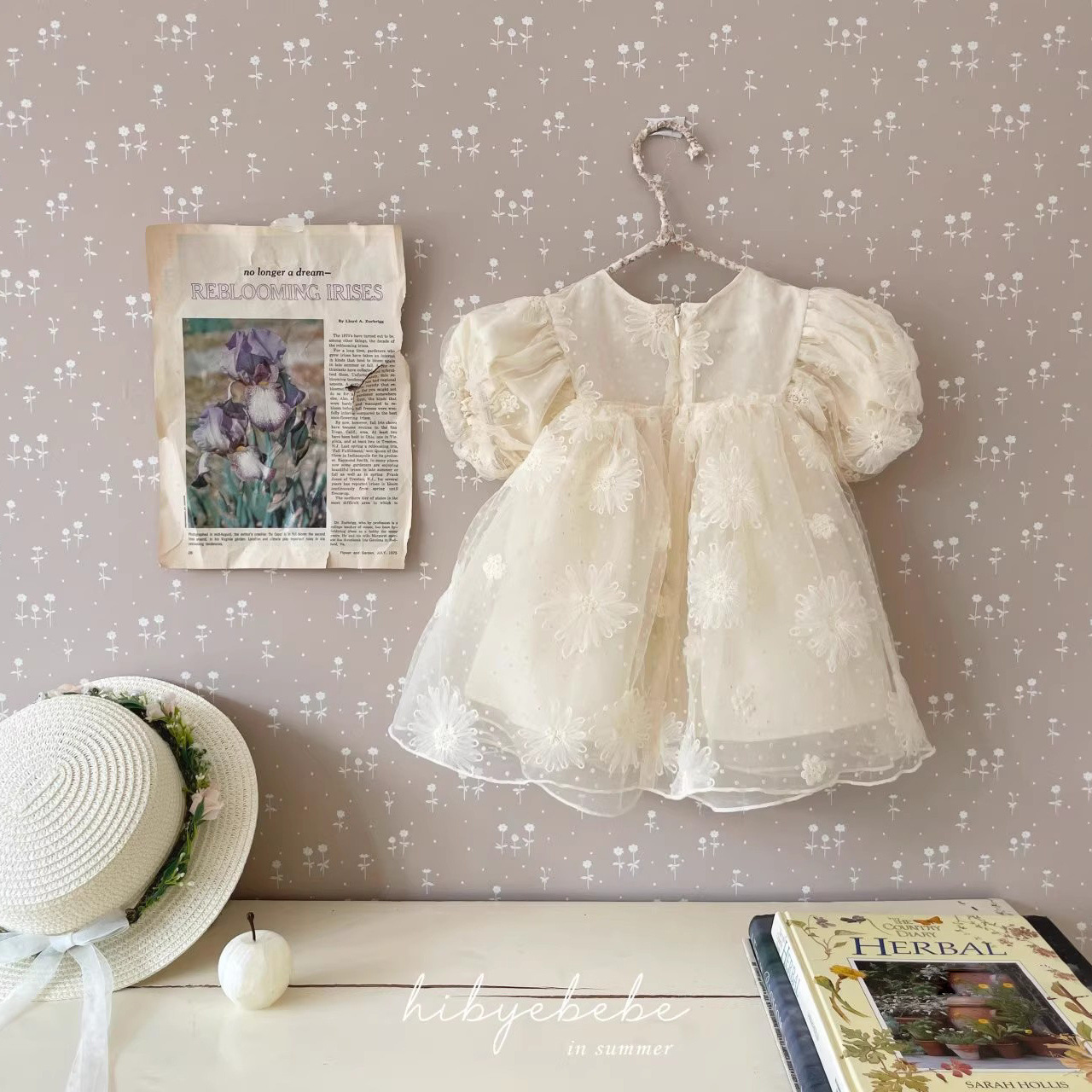 Vestido de princesa de malla de encaje de manga corta de verano para niñas ins Falda de gasa para recién nacido de estilo coreano