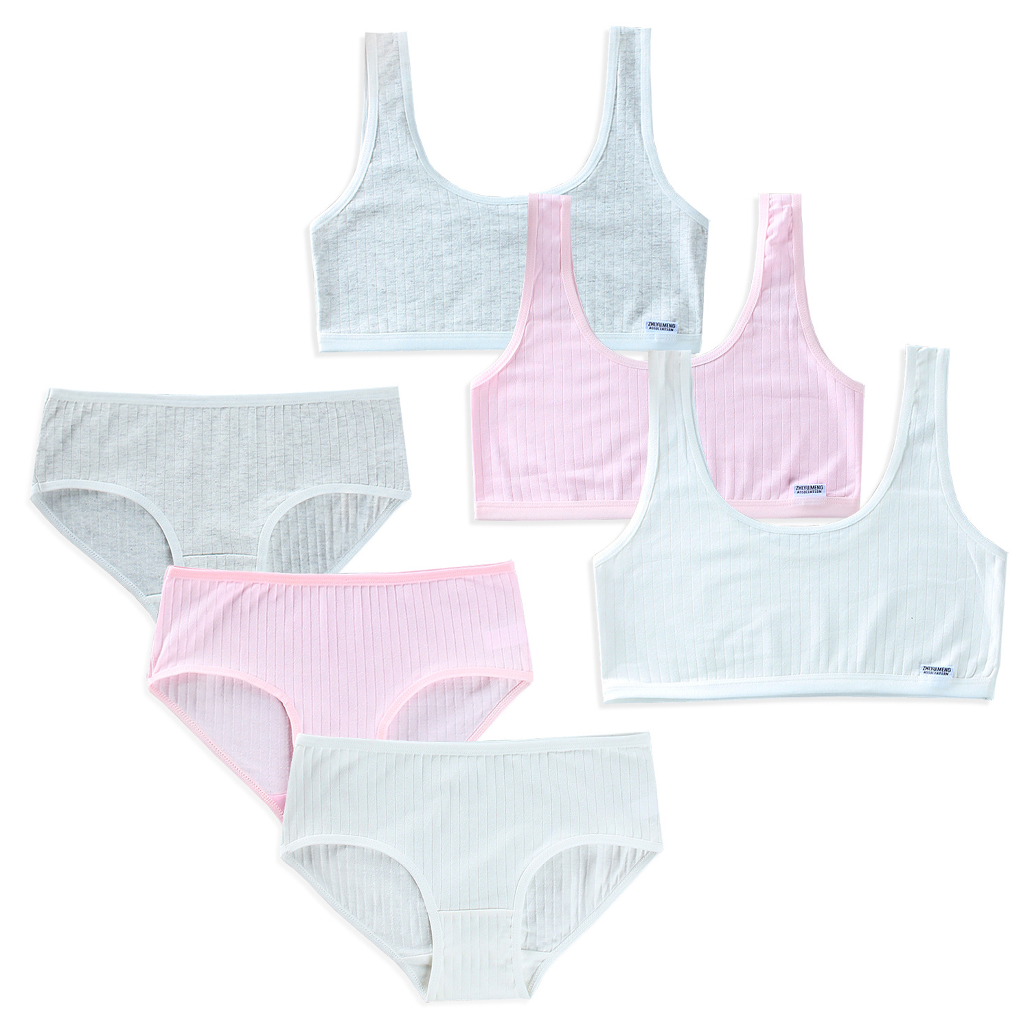 Children's Bralette Pure Cotton Double Layer Set Underwear Camisole 10-14 Years Old Bustier Student Middle/Big Child 9