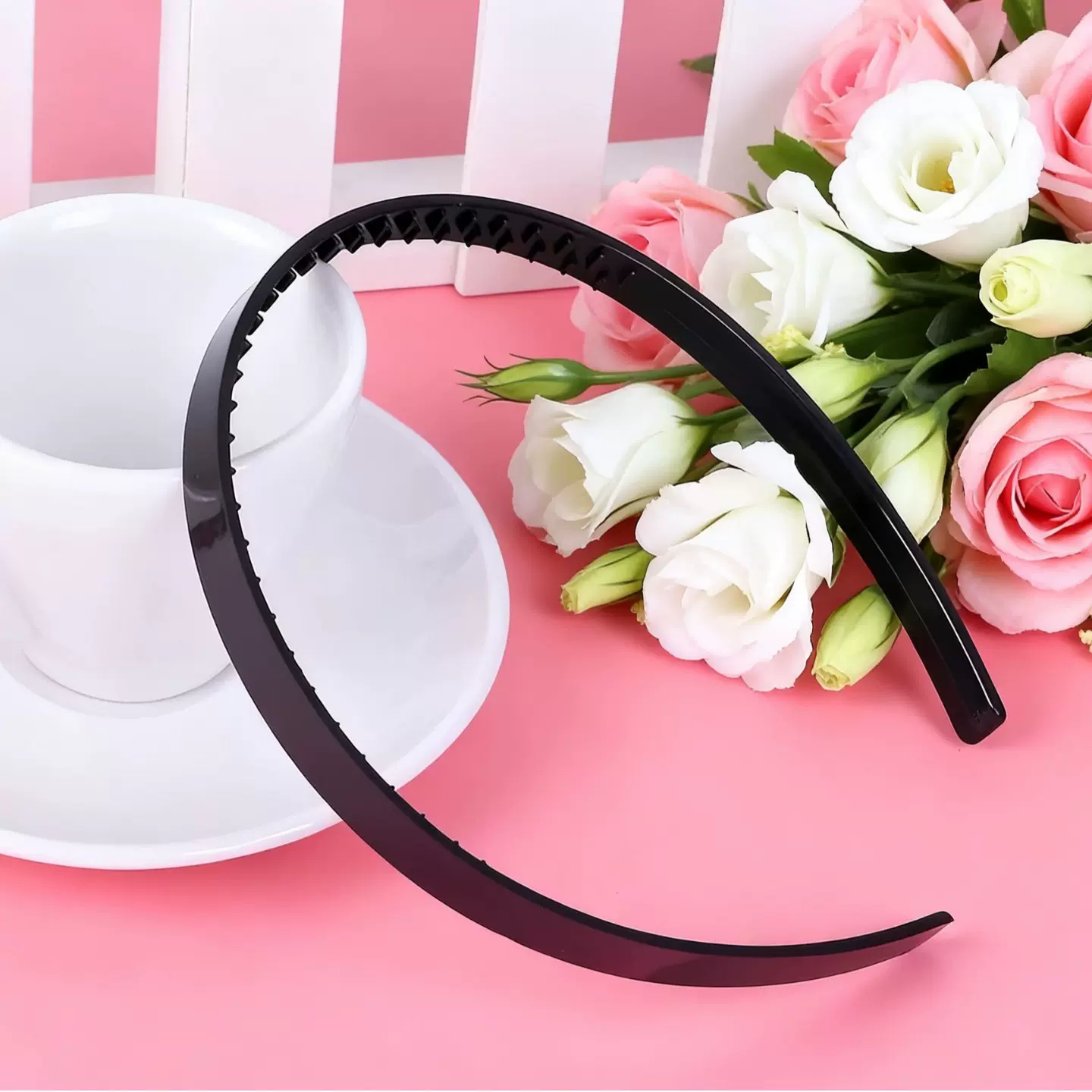 韩版塑料发箍头箍配件 宽1CM内阶梯齿外平形 厂家直销