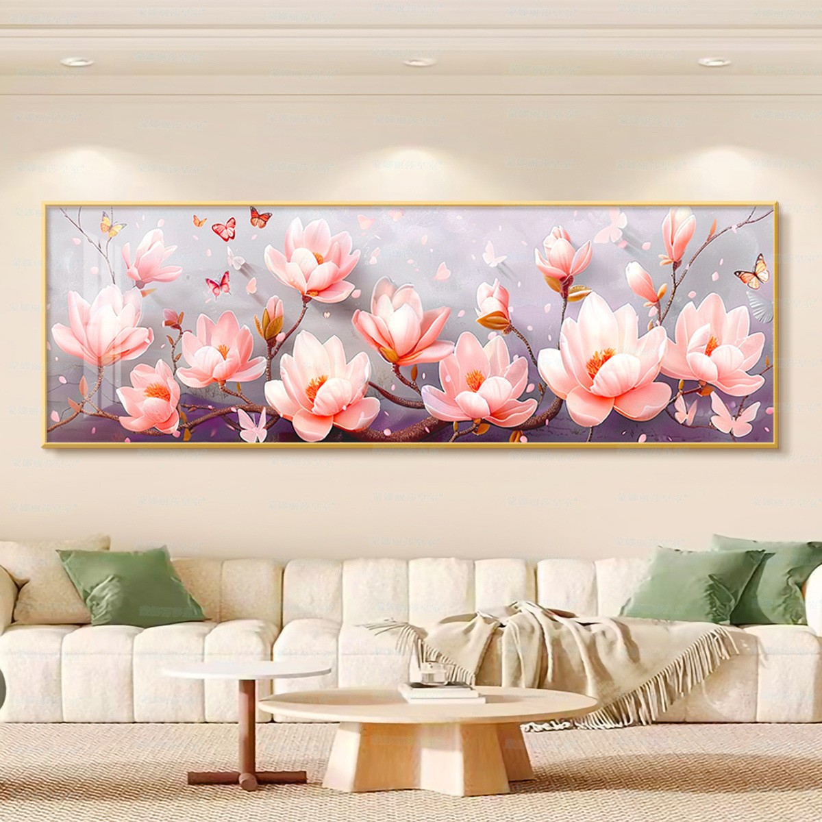 [Algodón importado] Mona Lisa real bordado cruzado rosa magnolia aroma simple y fresco bordado de hilo hecho a mano