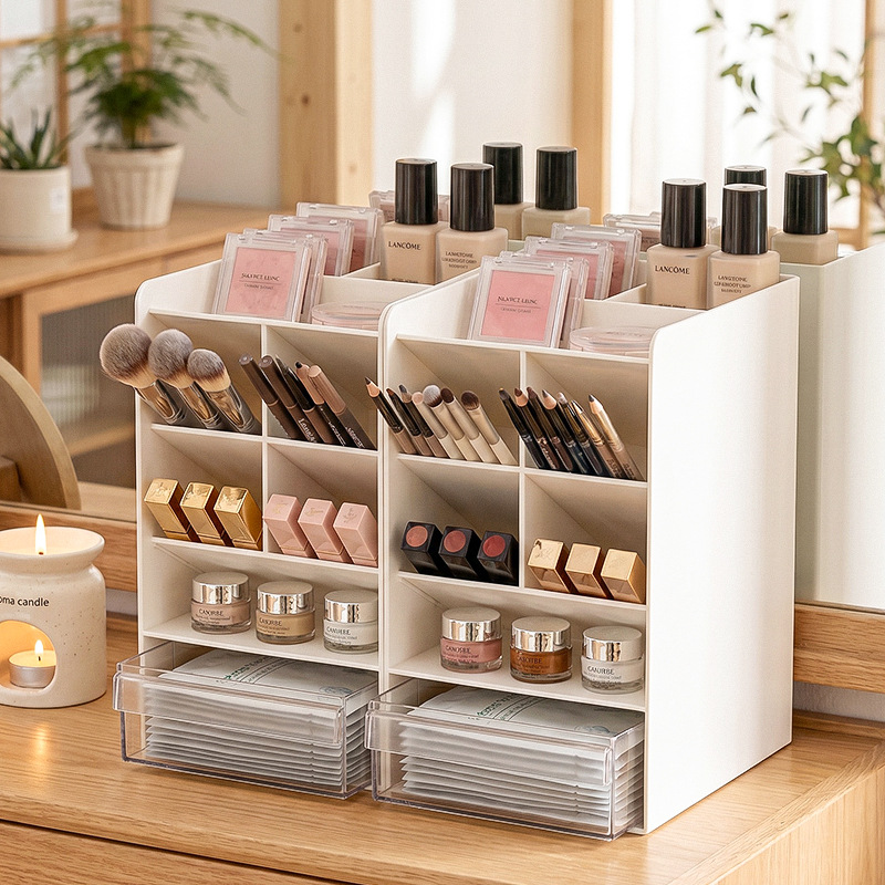 Desktop Student Pen Holder Storage Box Makeup Brush Cosmetics Storage Drawer-Type Organizer Trendy Storage Rack Large Capacity