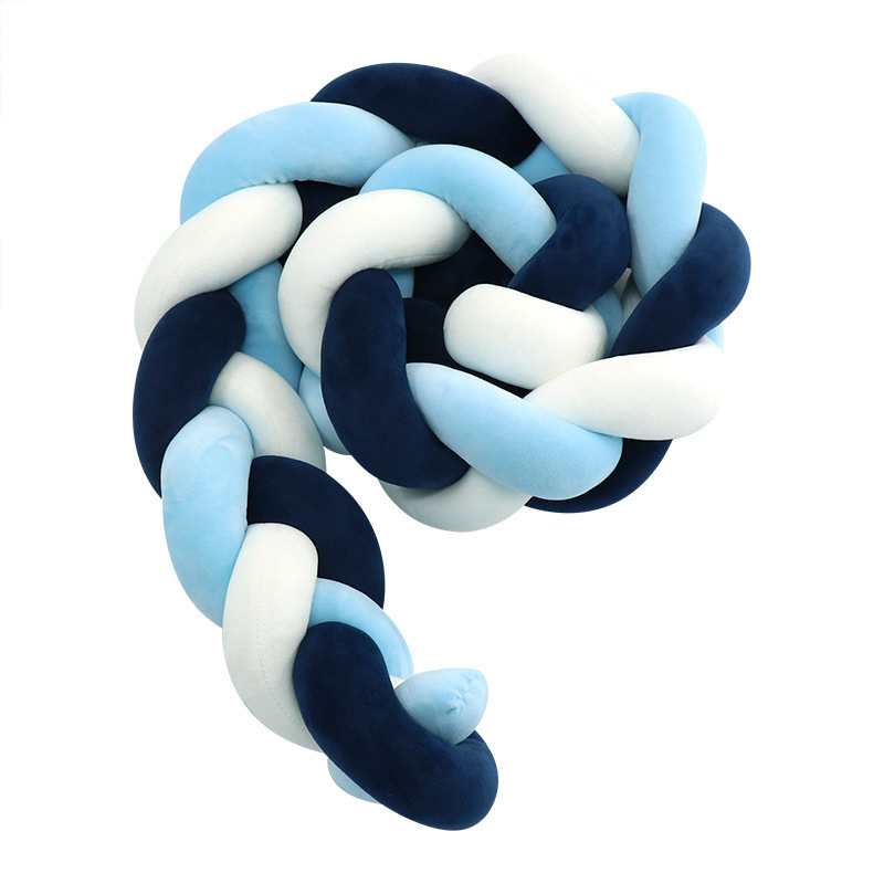 Protector de Barandilla de Cama con Trenza de Tres Hebras, Decoración de Barandilla de Cama para Bebés y Niños, Almohada Anudada de Estilo Europeo Tejida a Mano Estilo Ins.