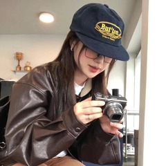 韓国ig博主同モデルの小衆平軒鴨舌帽女性紺色高級感ソフトトップ刺繍野球帽男潮