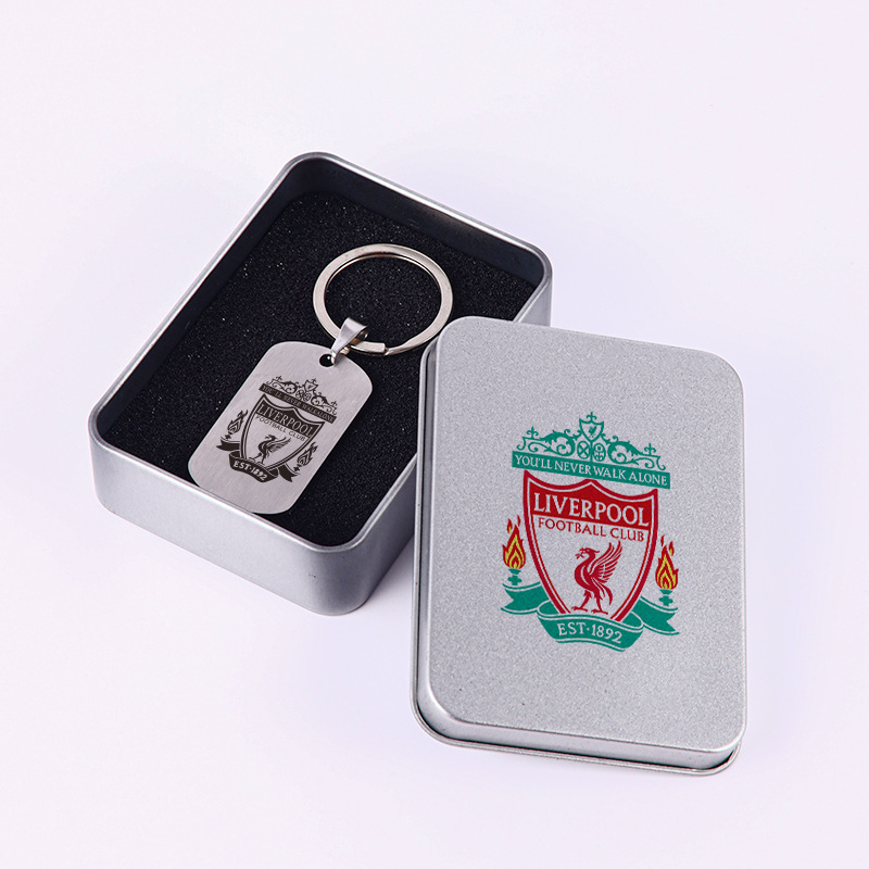 Club de fútbol insignia llavero Barcelona Real Madrid Manchester United AC Milan equipo militar tarjeta caja regalo