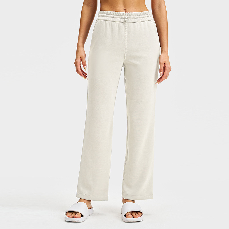 lulu pantalones de piernas anchas, pantalones de camisa rectos, pantalones de camisa de estilo relajado, secado rápido, pantalones de cintura alta transpirables, 28 "