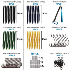 Lure Shark | 133 Pieces Lure Artificial Worm Soft Bait with Lanyard Soft Bait Rod, O-Ring Lead Insert Set for Cross-Border Shipping