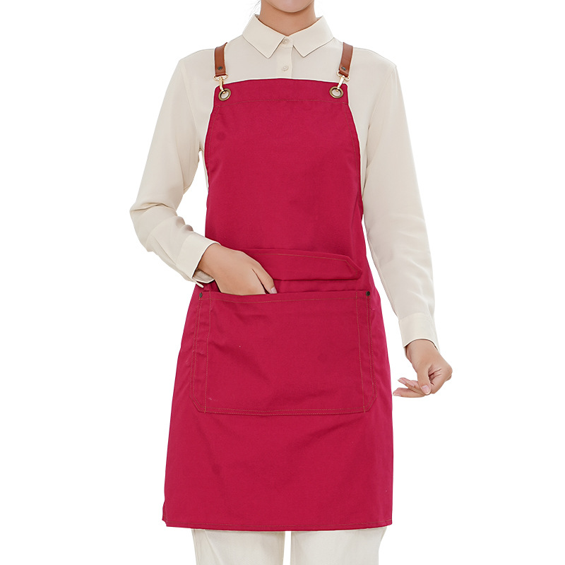 Delantal de lona transfronterizo logotipo personalizado restaurante hornear manicura ropa de trabajo leche tienda de té cafetería delantal al por mayor