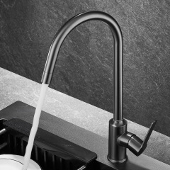 Gun gray stainless steel single cold water faucet wash basin balcony single hole basin kitchen sink countertop basin faucet rotating