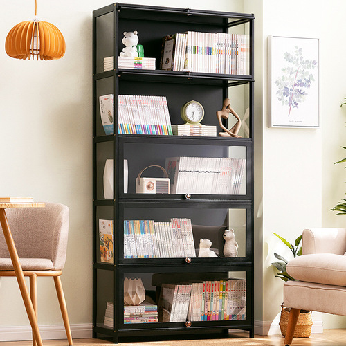 Bookshelf rack floor-to-ceiling bookcase home children's living room solid wood office wall storage simple multi-layer