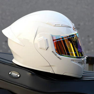 New All-Season Winter Flip-Up Motorcycle Helmet for Men and Women, Warm Electric Vehicle Full-Face Safety Helmet