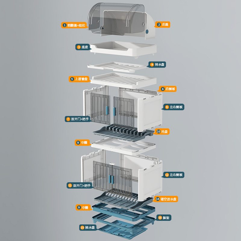 Escurridor de platos de cocina y estante de almacenamiento para palillos, escurridor de platos elevado, caja de almacenamiento de vajilla extraíble, estante de almacenamiento