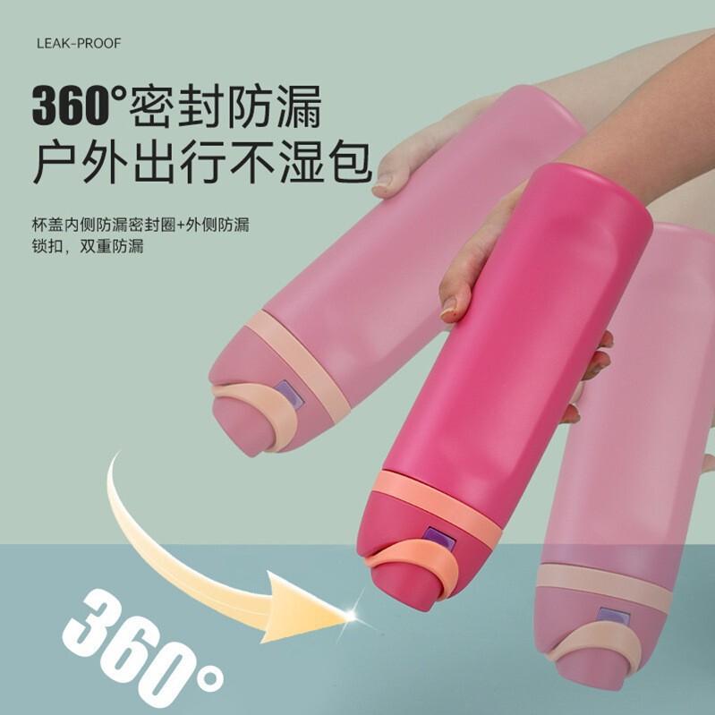 跨境双饮水果杯304不锈钢保温杯户外便携吸管水杯车载弹跳杯批发|undefined