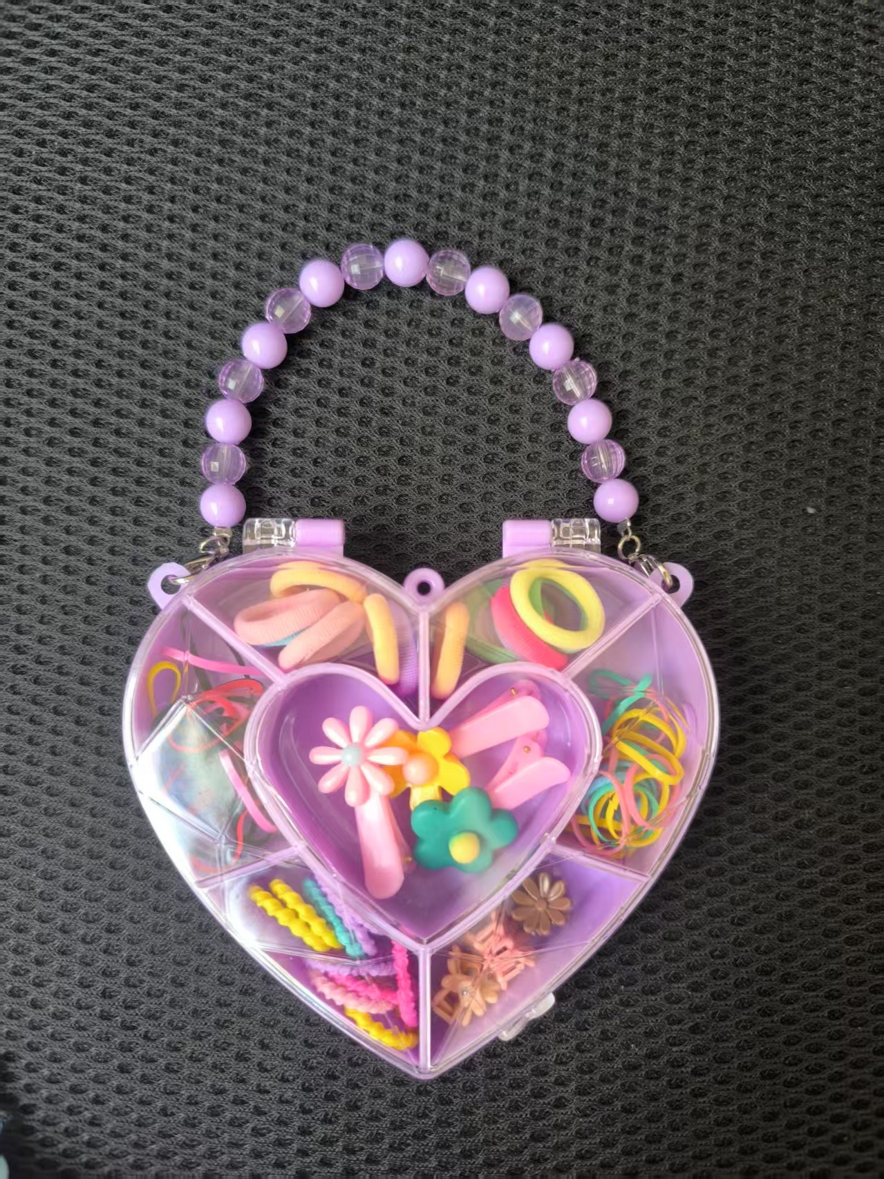 Venta directa de fábrica de coleteros para niños en cajas con forma de corazón, venta al por mayor en puestos callejeros