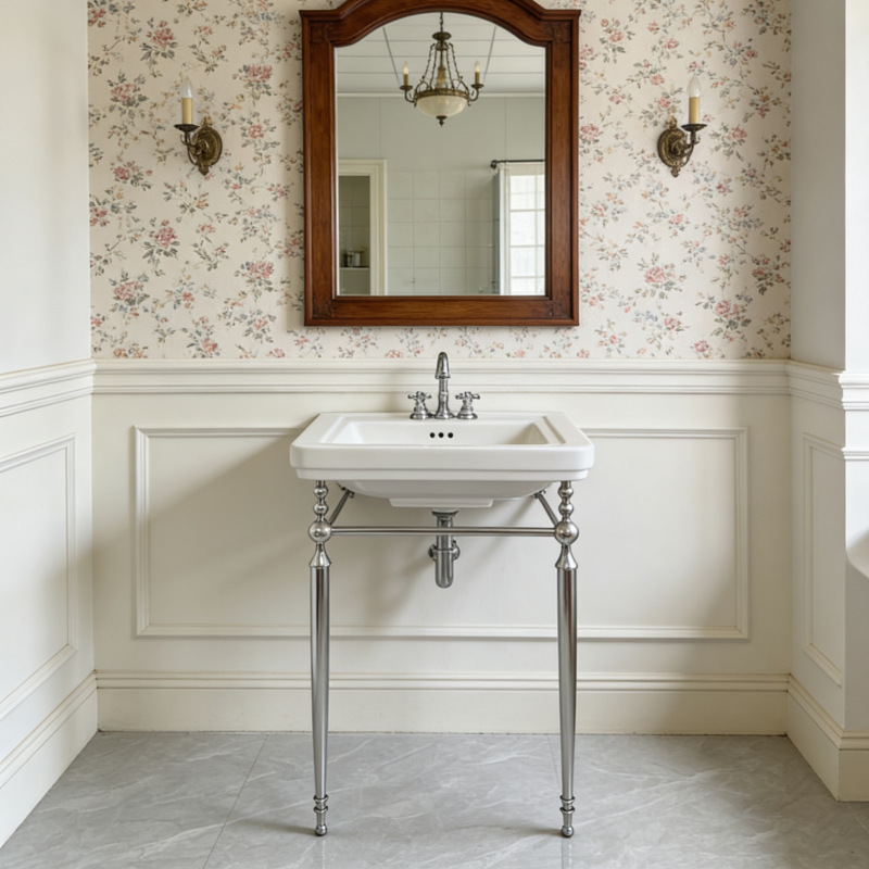 European-Style Retro Stand-Up Washbasin, Floor-Standing Washbasin, French-Style Bathroom Cabinet, Washbasin Cabinet Set