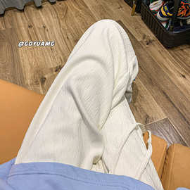 美式重磅休闲裤男美式高街肌理感宽松直筒裤春季潮牌垂感运动裤子