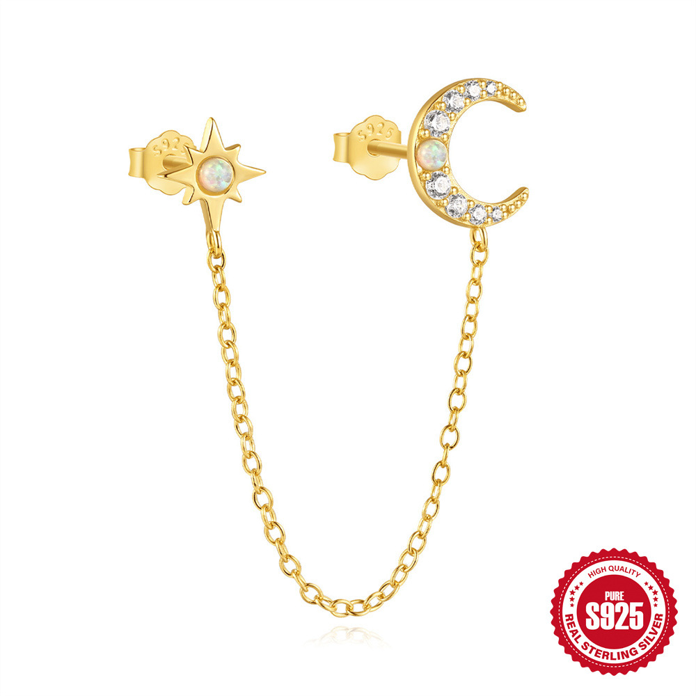 Nuevo estilo s925 plata de ley estilo caliente micro-incrustación circón flor oreja hueso clavo comercio exterior transfronterizo serie Opal arete perforador