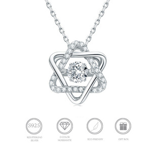 S925 Sterling Silver Hexagonal Star Necklace Korean Fashion Smart Hexagonal Star Pendant Niche Design High-grade Clavicle Chain