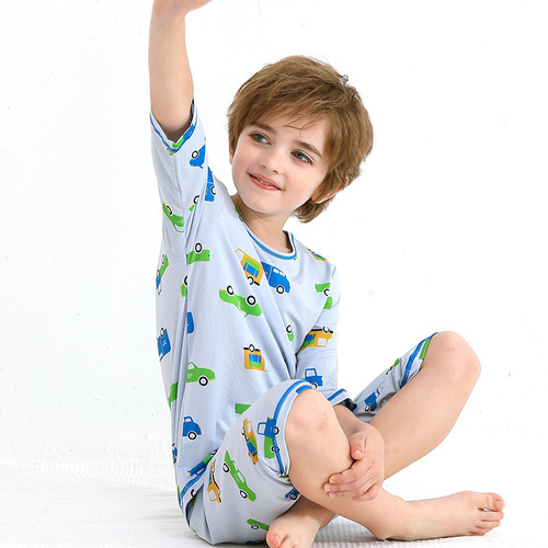 Children's short-sleeved home clothes set, girls' pajamas and pajamas, summer baby pajamas sets, air-conditioned clothes