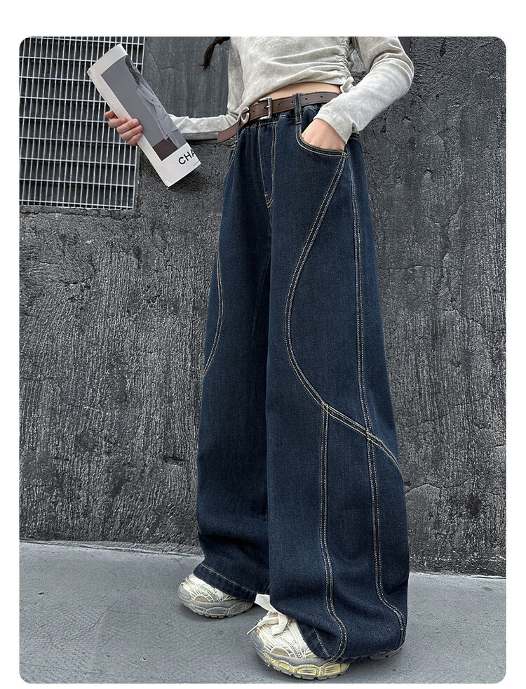 24165 Jeans White Gray Top Rabbit Fur Spring And Autumn New Children's Miscellaneous European And American Jeans_voghion.com