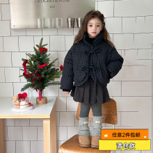 【清仓款】儿童短款棉衣女童韩版加厚保暖含羊毛呢格子棉服外套