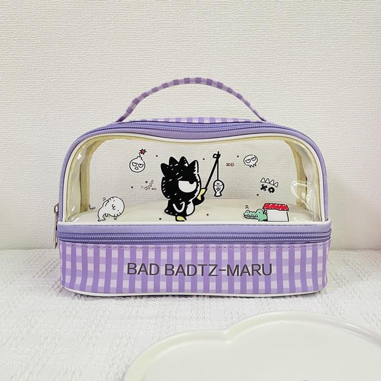 Nuevo de gran capacidad transparente de doble capa caja de lápiz portátil cremallera bolsa de almacenamiento bolsa de cosméticos coolomi Pacha perro papelería bolsa