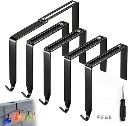 Black Adjustable Outdoor String Light Metal Hook Suitable for 3.2-6inch Outdoor String Light Hooks Fence Hooks