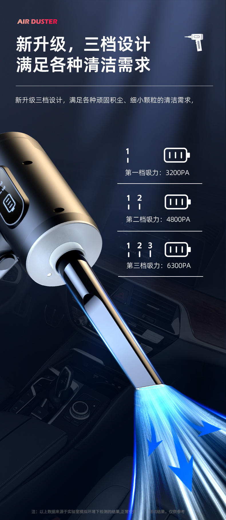 Blow-suction integrated car vacuum cleaner, best-selling cross-border product, portable wireless handheld vacuum cleaner, dual-use for home and car