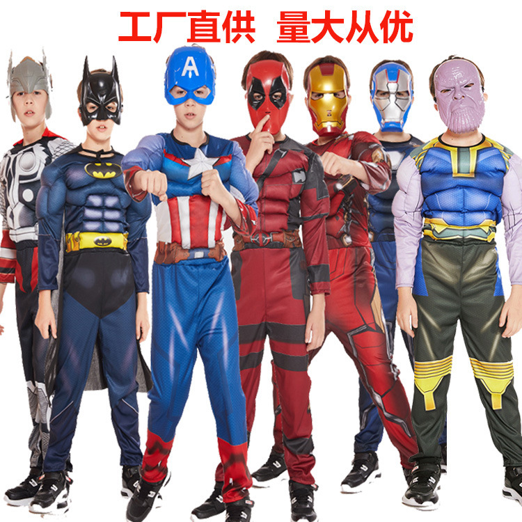 Halloween costume children's new cosplay costume Captain America Hulk Avengers muscle suit
