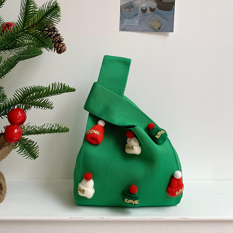 Bolsa de mochila para mujeres versátil 2025 nuevo bolso de regalo de navidad sombrero tridimensional nicho bolso de hombro de punto