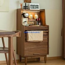 北美黑胡桃木餐边柜现代简约客厅茶水柜小户型咖啡柜台实木收纳柜