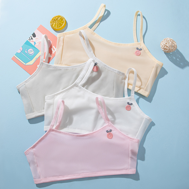 Girls' Underwear Development Period Summer Thin Elementary School Students Children 8-10-12-15 Years Old Junior High School Girls' Backless Bra