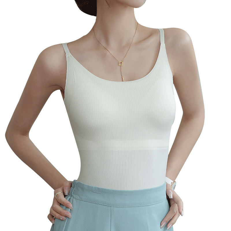 Sujetador de chaleco con espalda hermosa con tirantes sin costuras, ropa interior larga con interior, almohadilla para el pecho, top de fondo de todo fósforo para mujer